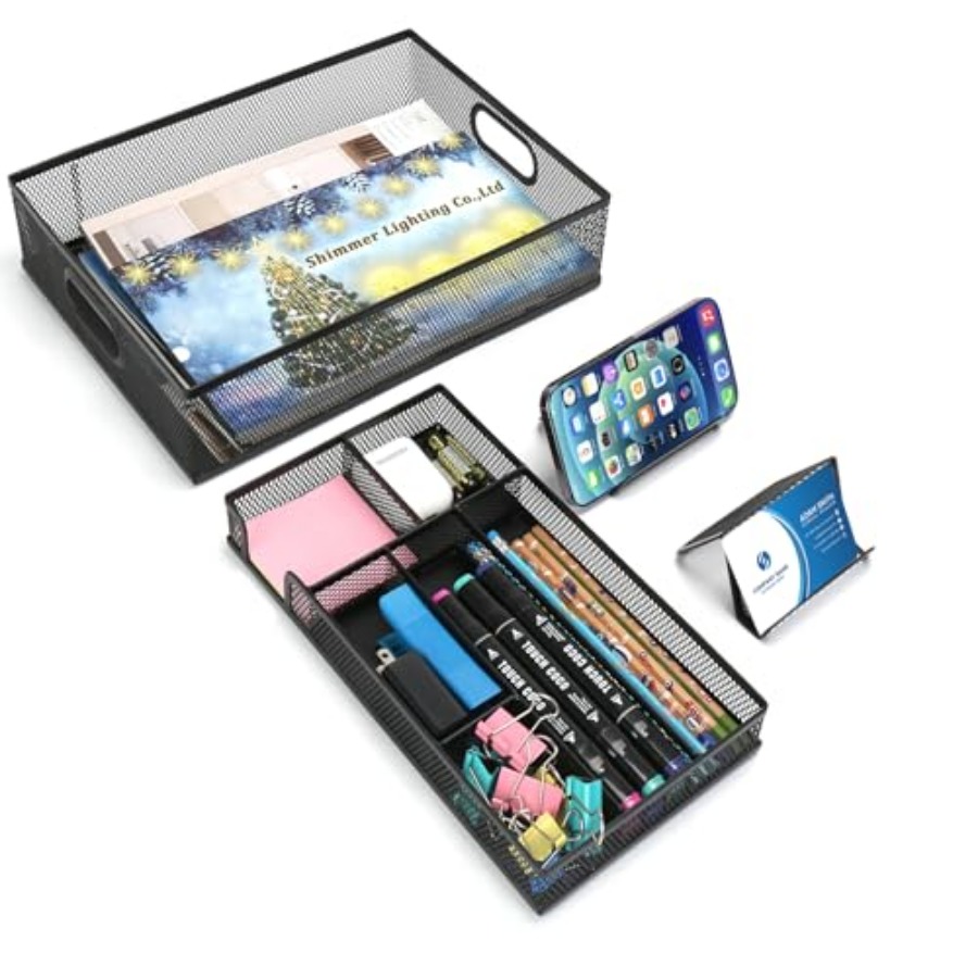 Drawer Organizer Bamboo - Black Metal Mesh Desk Drawer Organizers,