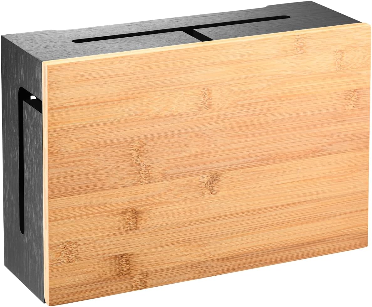 Drawer Organizer Bamboo - Bamboo Cable Management Box with Magnetic