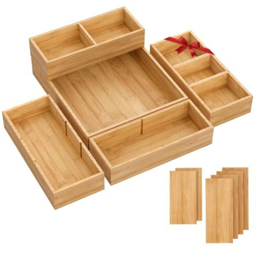 Drawer Organizer Bamboo - Bamboo Drawer Organizer, 5-Piece Drawer Divider