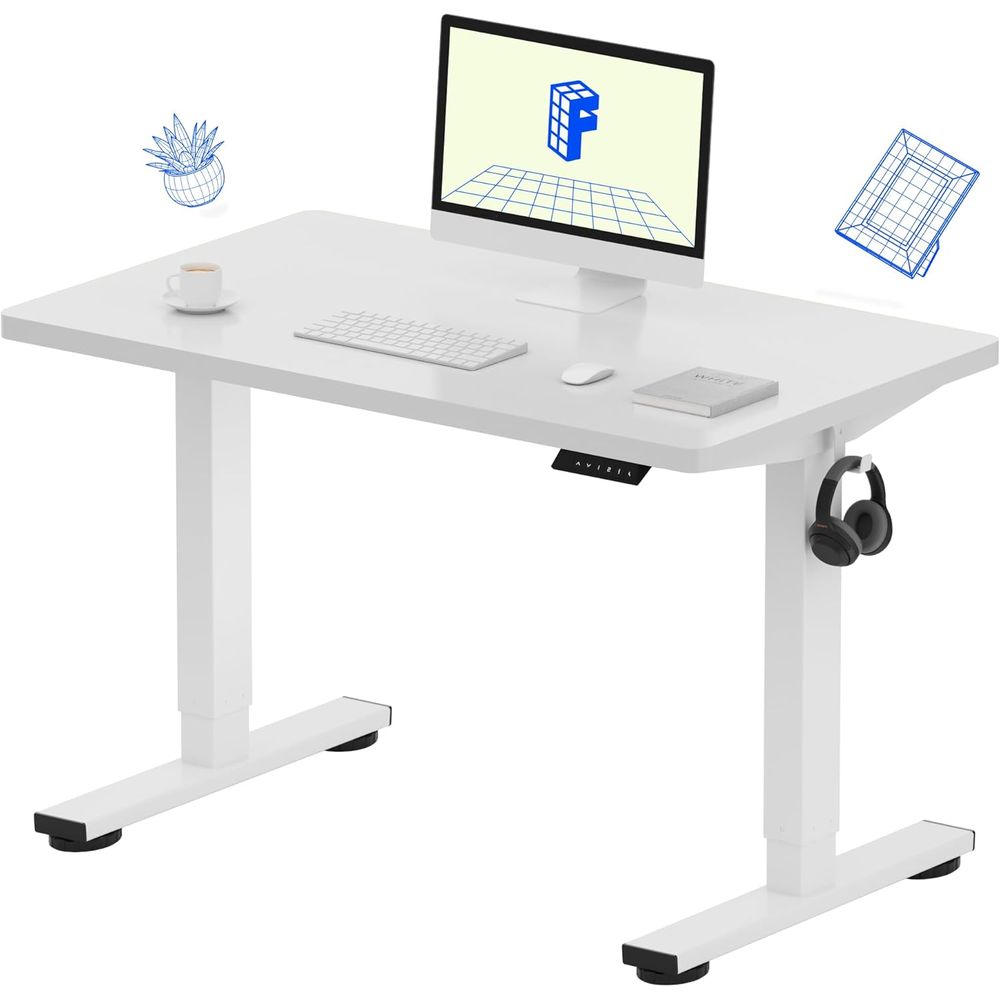 Desk Setup Height - Electric Height Adjustable Desk, 40x24, White,