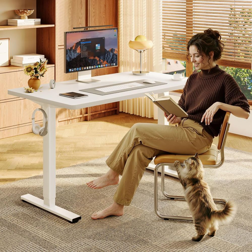 Desk Setup Height - 1-Inch Thick 48x30 White Electric Height-Adjustable