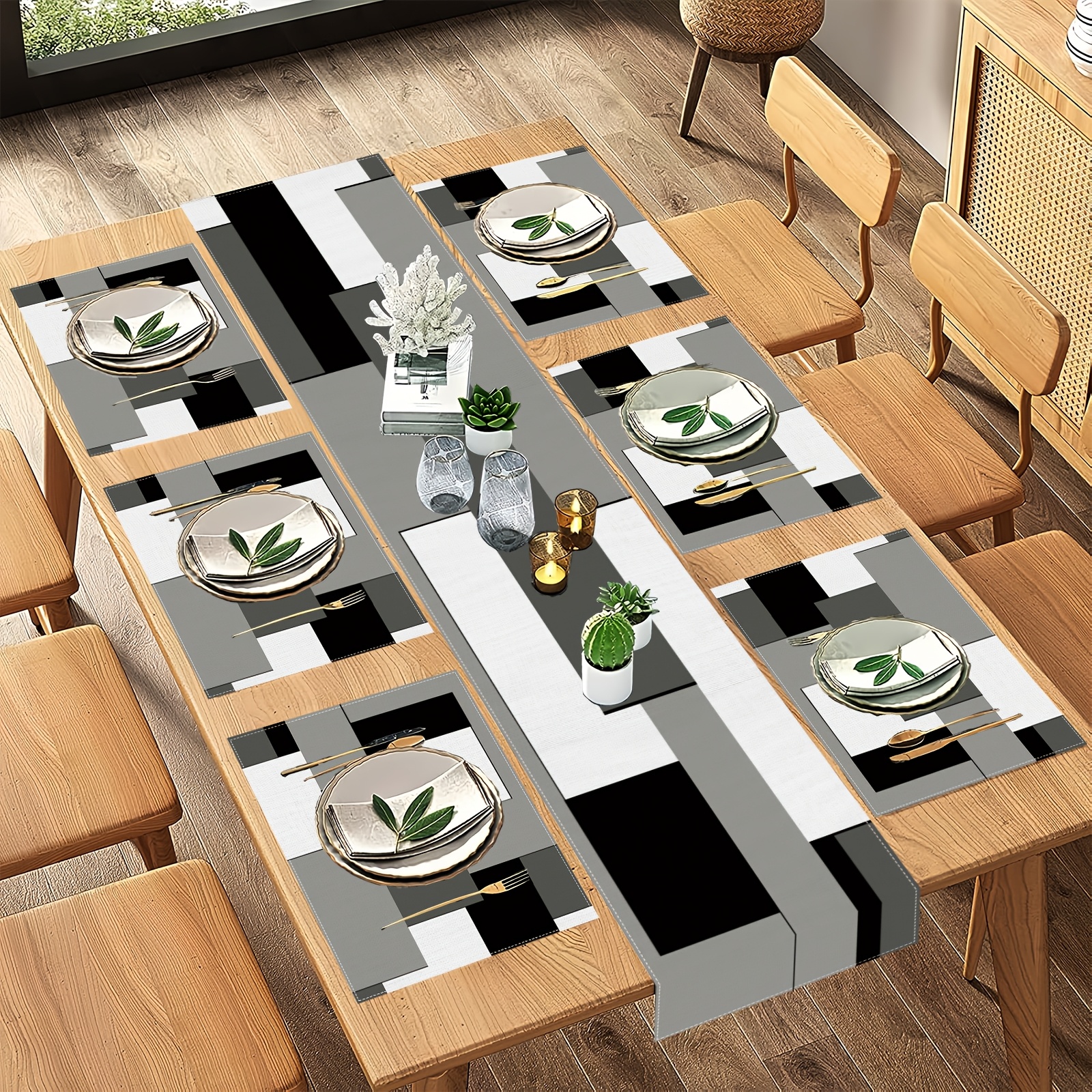 Desk Setup Plants - VIKAMA 5/7PC Geometric Placemat Table Flag