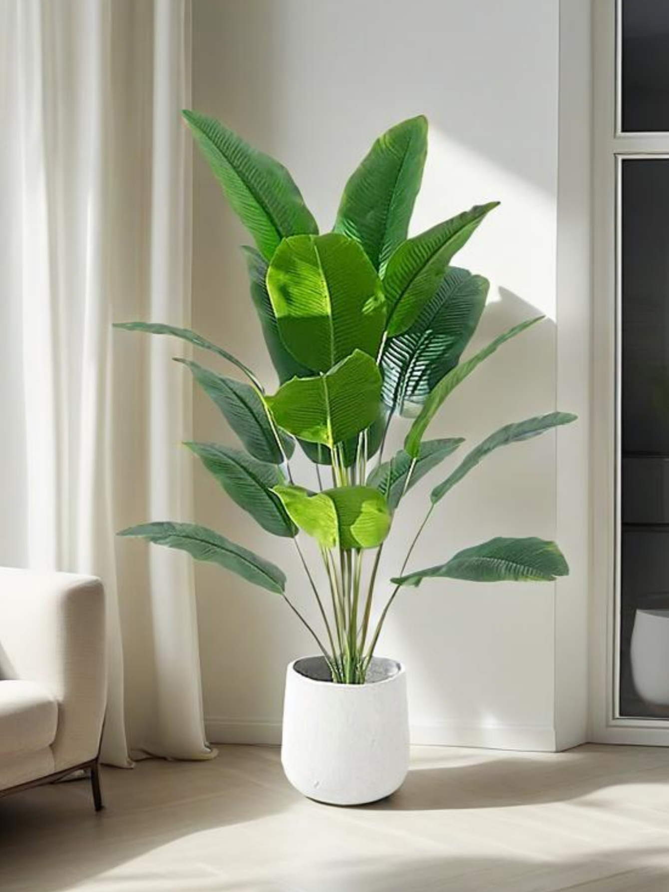 Desk Setup Plants - Artificial Banana Tree Fake Bird of