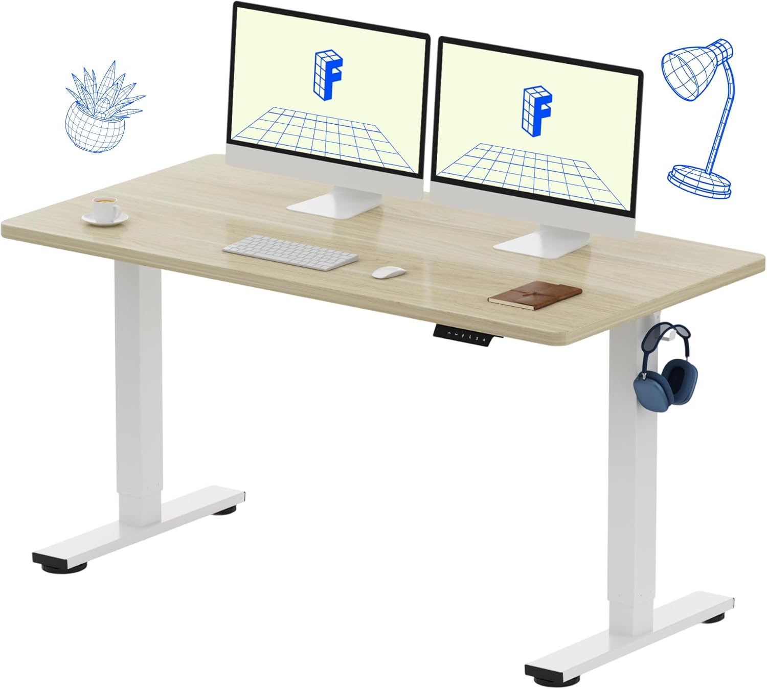 Desk Setup Height - Electric Height Adjustable Standing Desk, 55x28