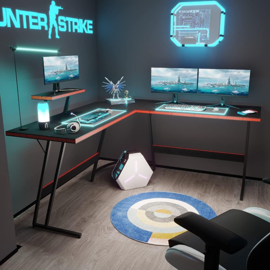 L Shaped Gaming Desk with Larg - огляд і ціна L Shaped Desk Setup