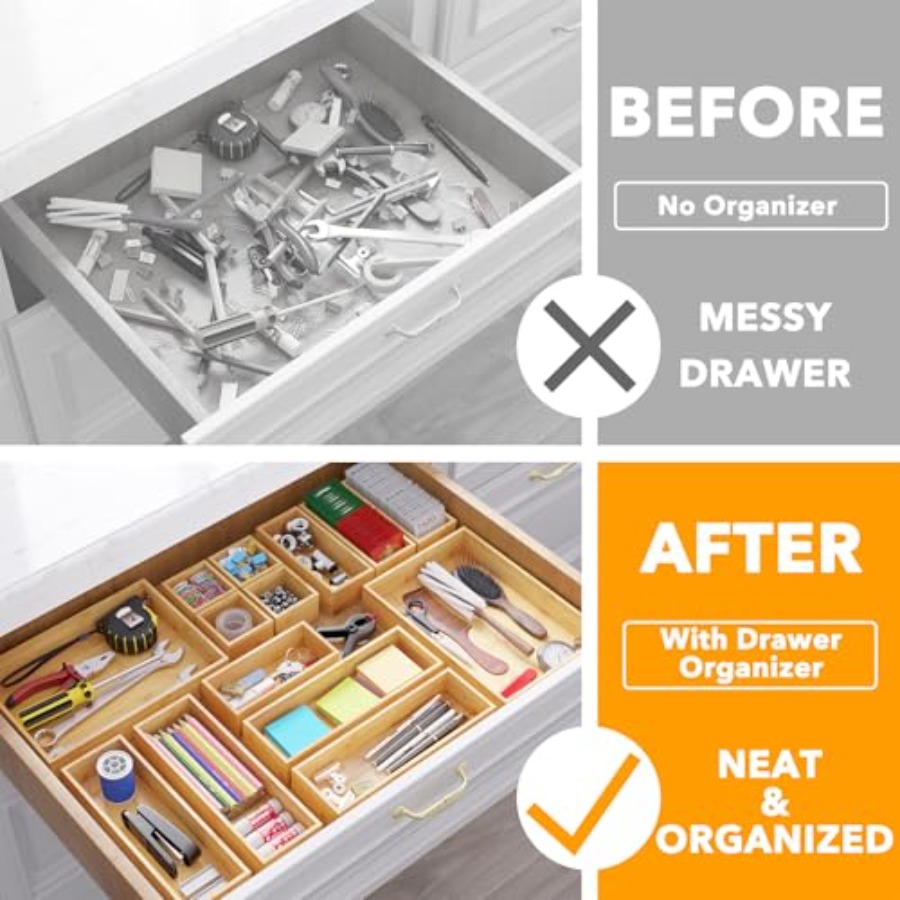 14-Piece Bamboo Drawer Organiz - огляд і ціна Drawer Organizer Bamboo