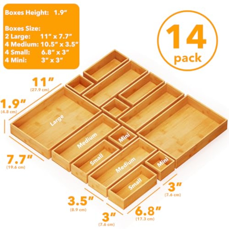 14-Piece Bamboo Drawer Organiz - огляд і ціна Drawer Organizer Bamboo
