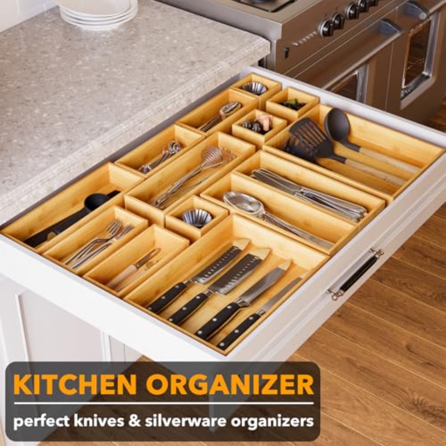 14-Piece Bamboo Drawer Organiz - огляд і ціна Drawer Organizer Bamboo