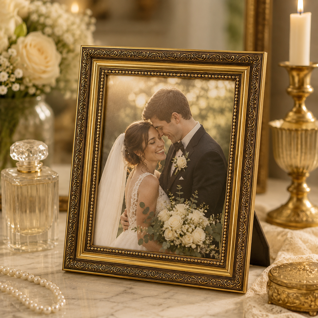 Antique Gold Photo Frame - Ava - огляд і ціна Desk Setup Photo