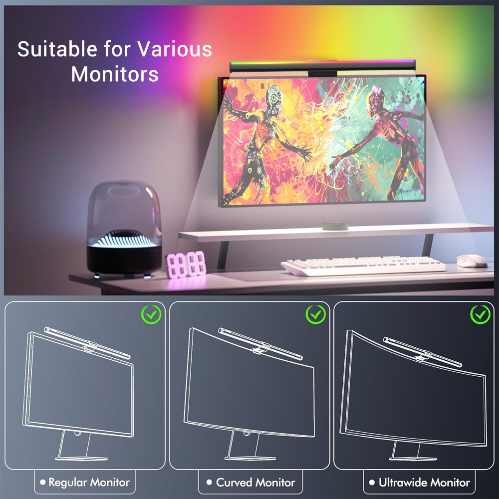 Screen Hanging Lamp Monitor Li - огляд і ціна Desk Setup Black