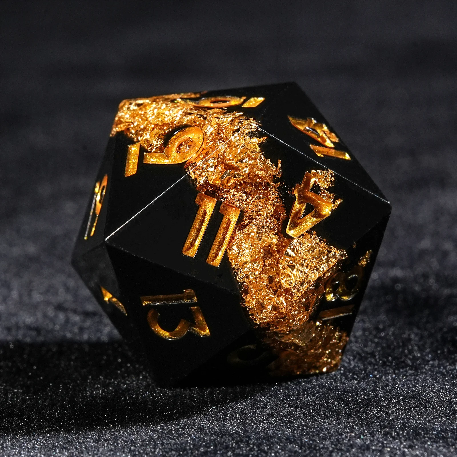 7pcs DND Dice Resin Black Gold - огляд і ціна Desk Setup Black