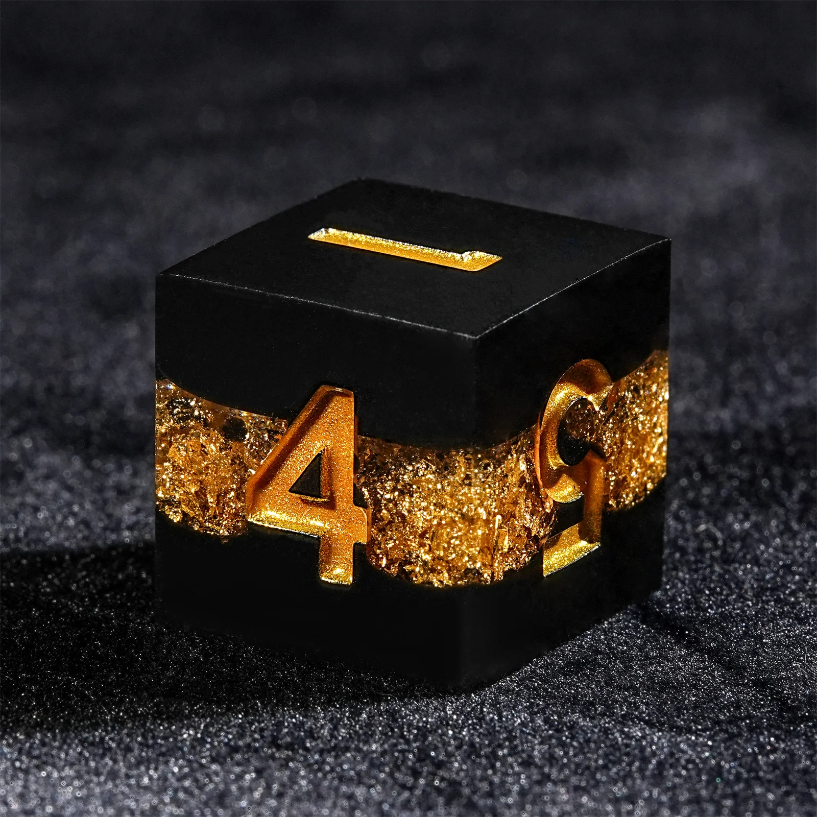 7pcs DND Dice Resin Black Gold - огляд і ціна Desk Setup Black