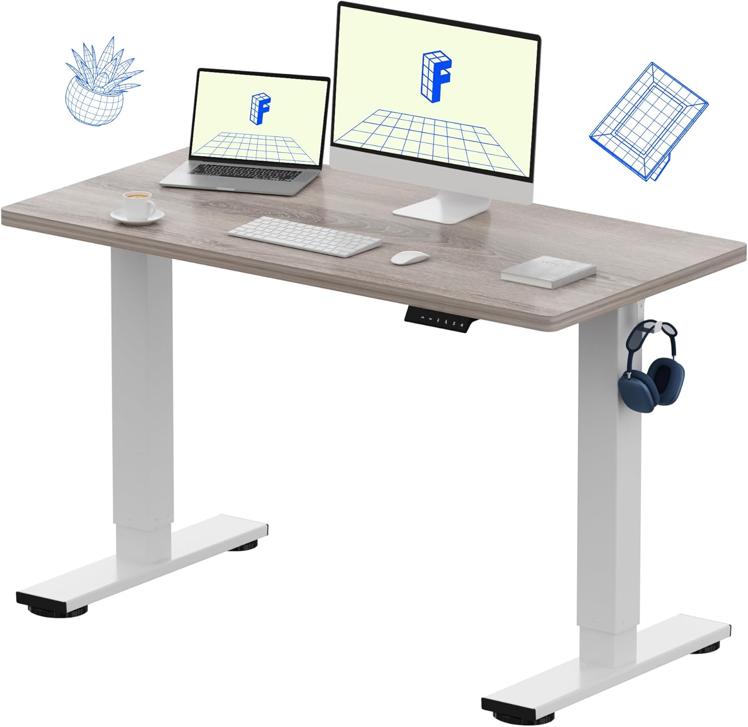 One-Piece Electric Height Adju - огляд і ціна L Shaped Desk Setup