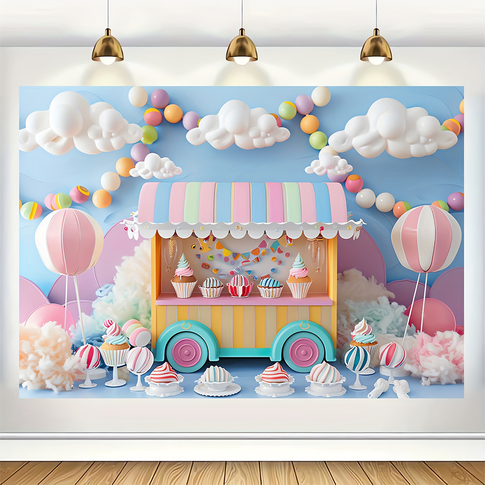 Sweet Ice Cream Theme Backdrop - огляд і ціна Desk Setup Plants