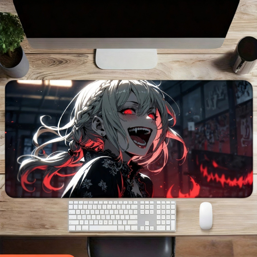 An anime girl with red flames  - огляд і ціна Desk Setup Background