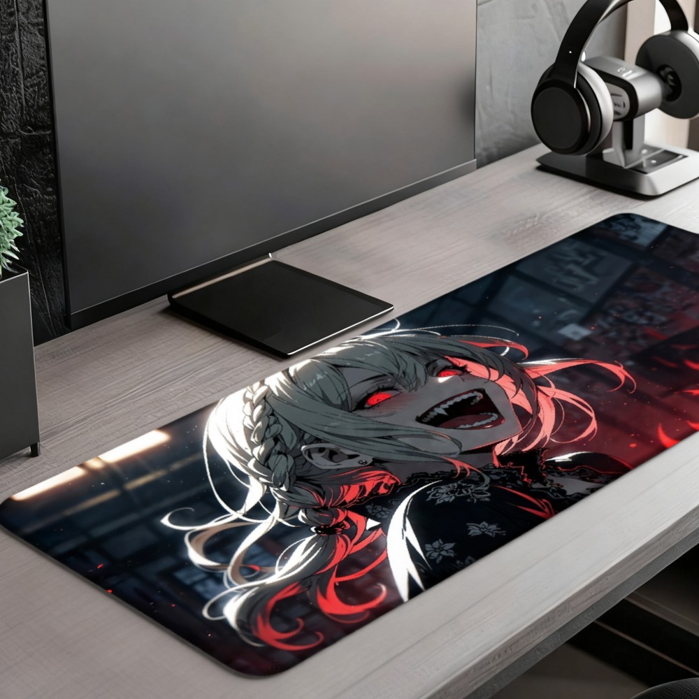 An anime girl with red flames  - огляд і ціна Desk Setup Background