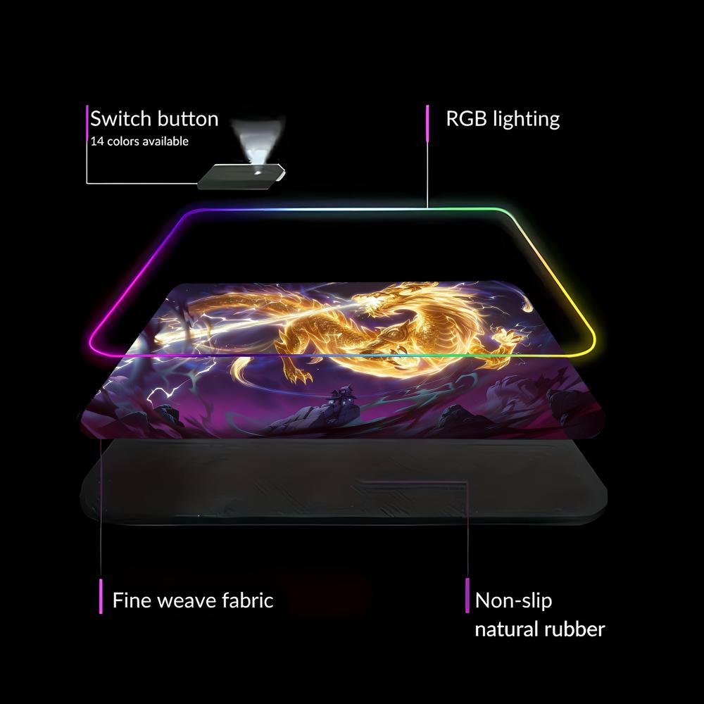 RGB LED Blue Dragon Mouse Pad  - огляд і ціна Desk Setup Rug