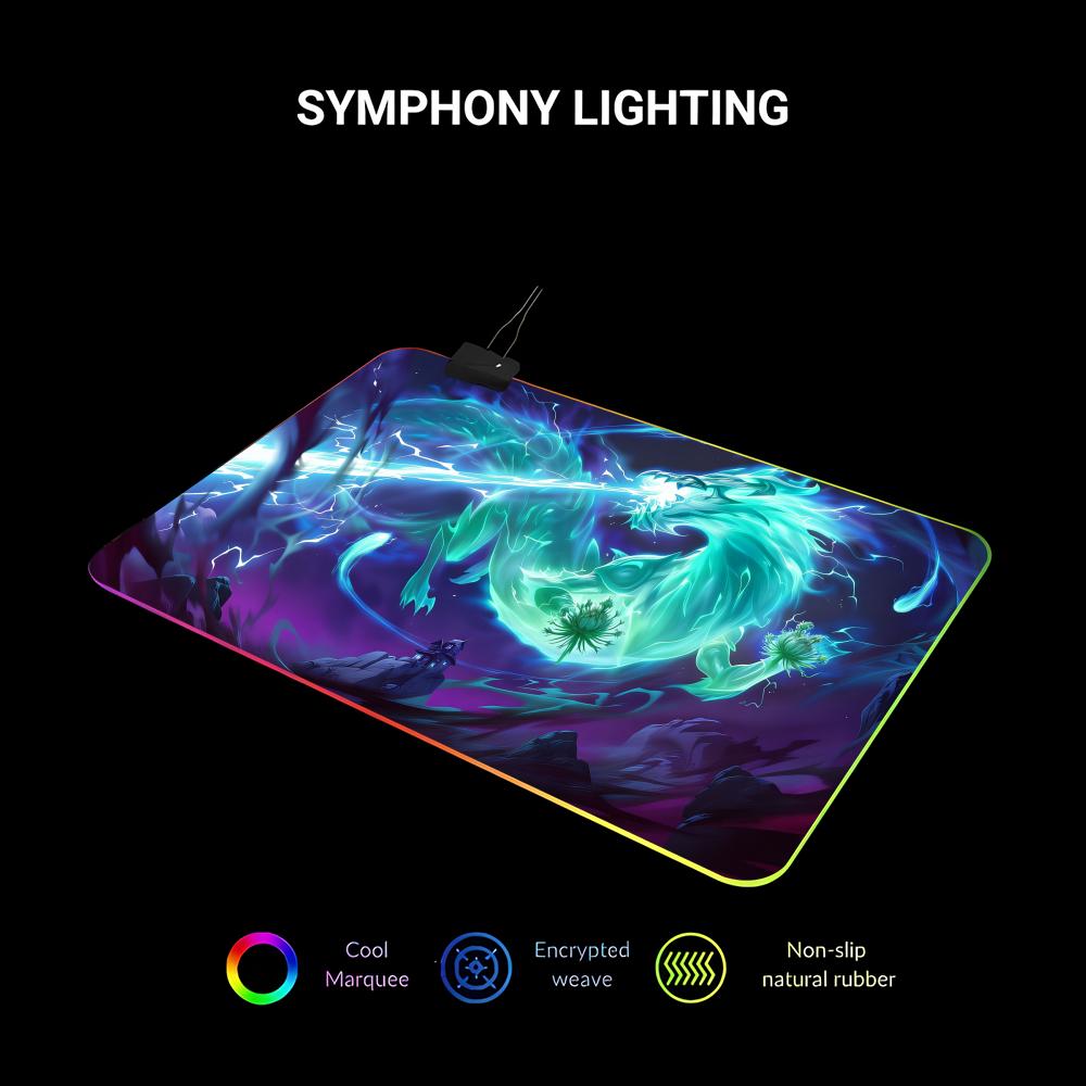 RGB LED Blue Dragon Mouse Pad  - огляд і ціна Desk Setup Rug