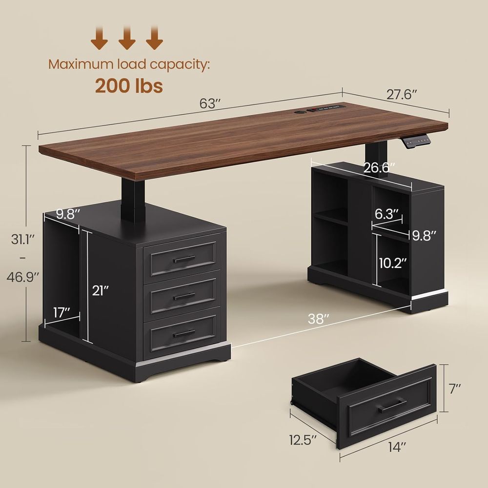 63 Adjustable Electric Standin - огляд і ціна Desk Setup Black