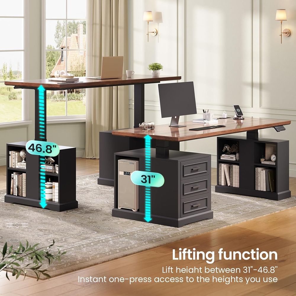 63 Adjustable Electric Standin - огляд і ціна Desk Setup Black