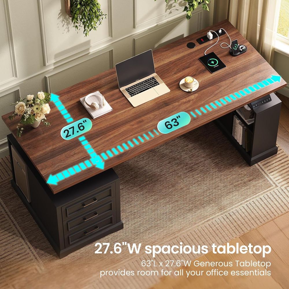 63 Adjustable Electric Standin - огляд і ціна Desk Setup Black
