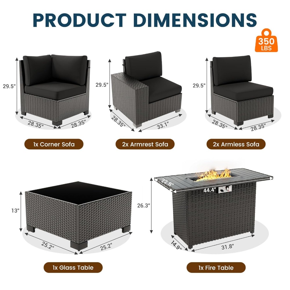 7 Piece Outdoor Sectional Sofa - огляд і ціна Desk Setup Black