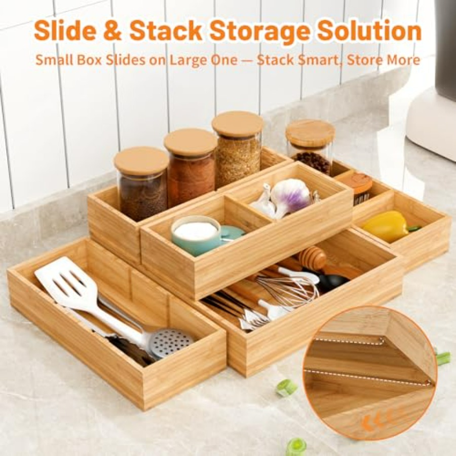 Bamboo Drawer Organizer, 5-Pie - огляд і ціна Drawer Organizer Bamboo
