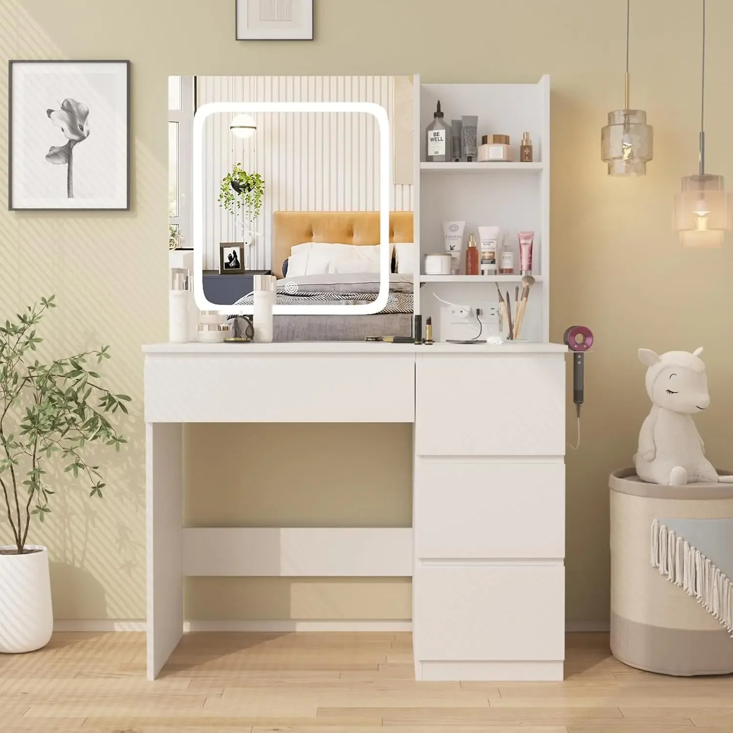 Make Up Vanity Desk with Charg - огляд і ціна Desk Setup Bedroom