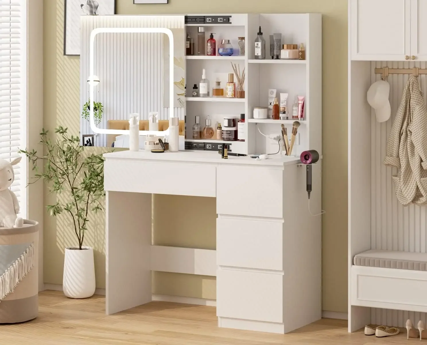 Make Up Vanity Desk with Charg - огляд і ціна Desk Setup Bedroom