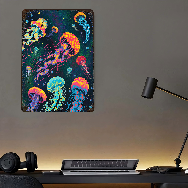 Vibrant Jellyfish in Cosmic Ba - огляд і ціна Desk Setup Background