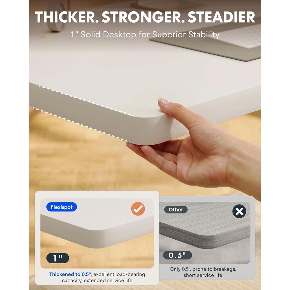 1-Inch Thick 48x30 White Elect - огляд і ціна Desk Setup Height