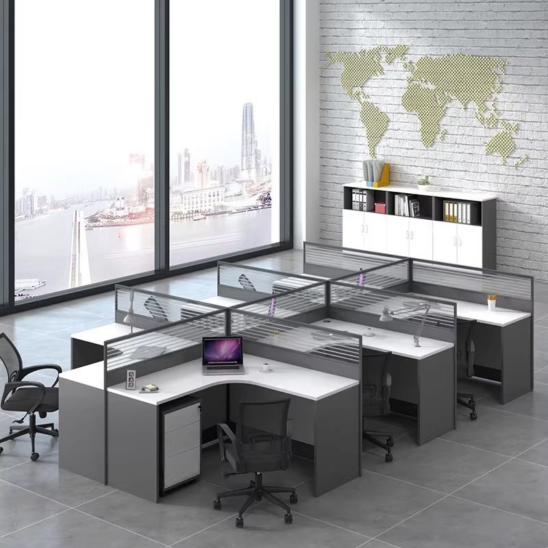 White Office Desk for 2 4 or 6 - огляд і ціна L Shaped Desk Setup