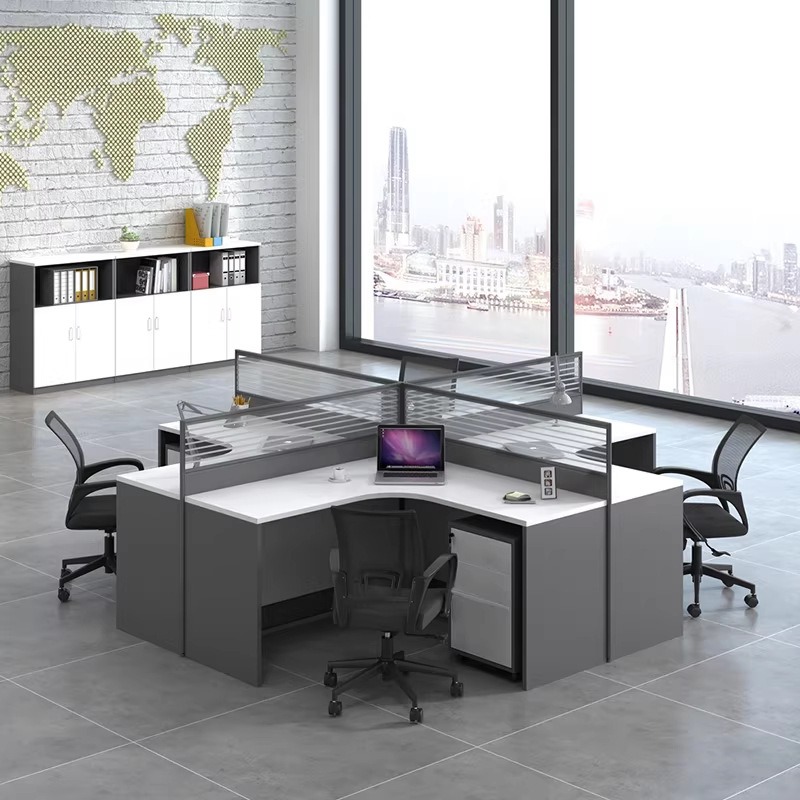 White Office Desk for 2 4 or 6 - огляд і ціна L Shaped Desk Setup
