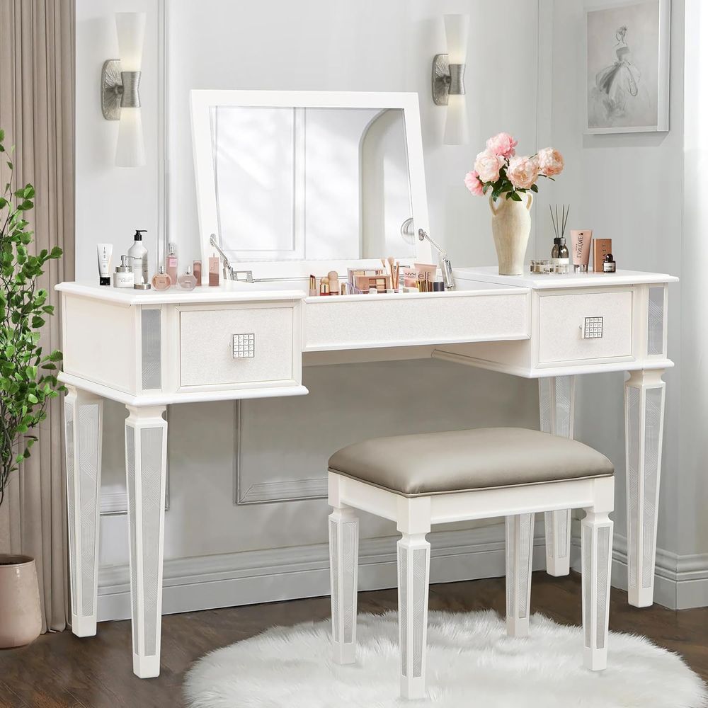 Mirrored Vanities Desk with De - огляд і ціна Desk Setup Bedroom