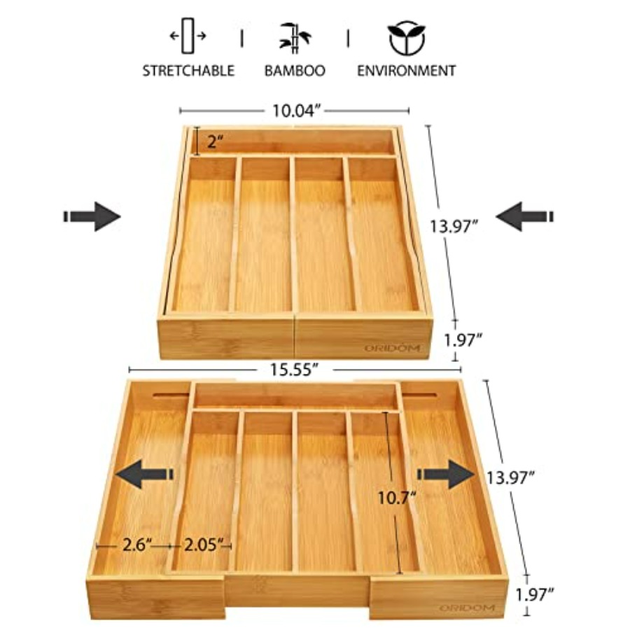 Expandable Bamboo Kitchen Draw - огляд і ціна Drawer Organizer Bamboo