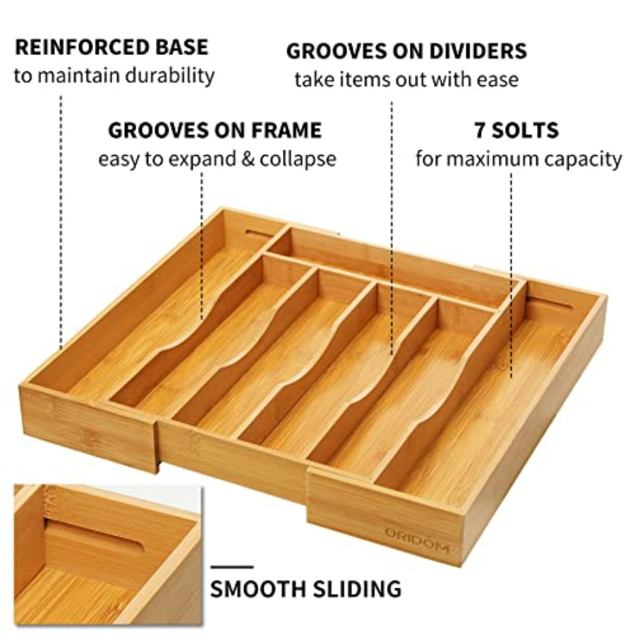 Expandable Bamboo Kitchen Draw - огляд і ціна Drawer Organizer Bamboo