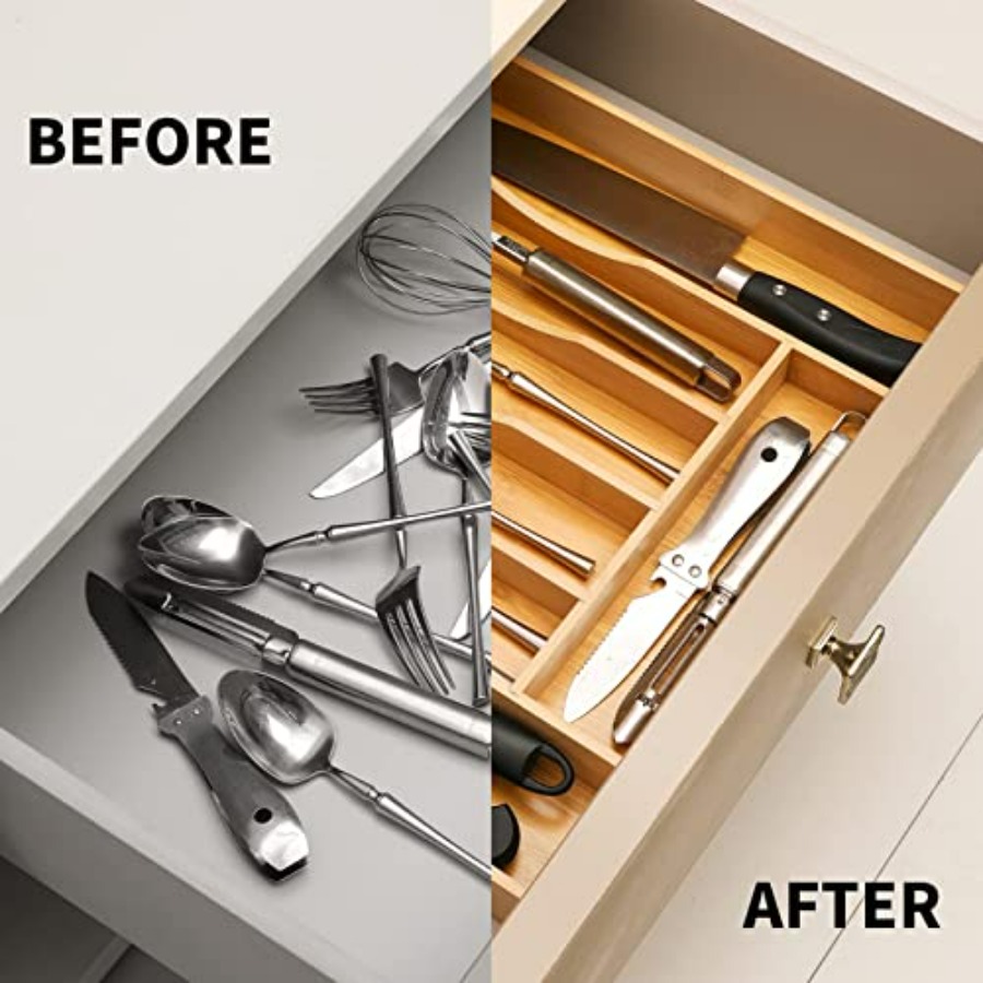 Expandable Bamboo Kitchen Draw - огляд і ціна Drawer Organizer Bamboo