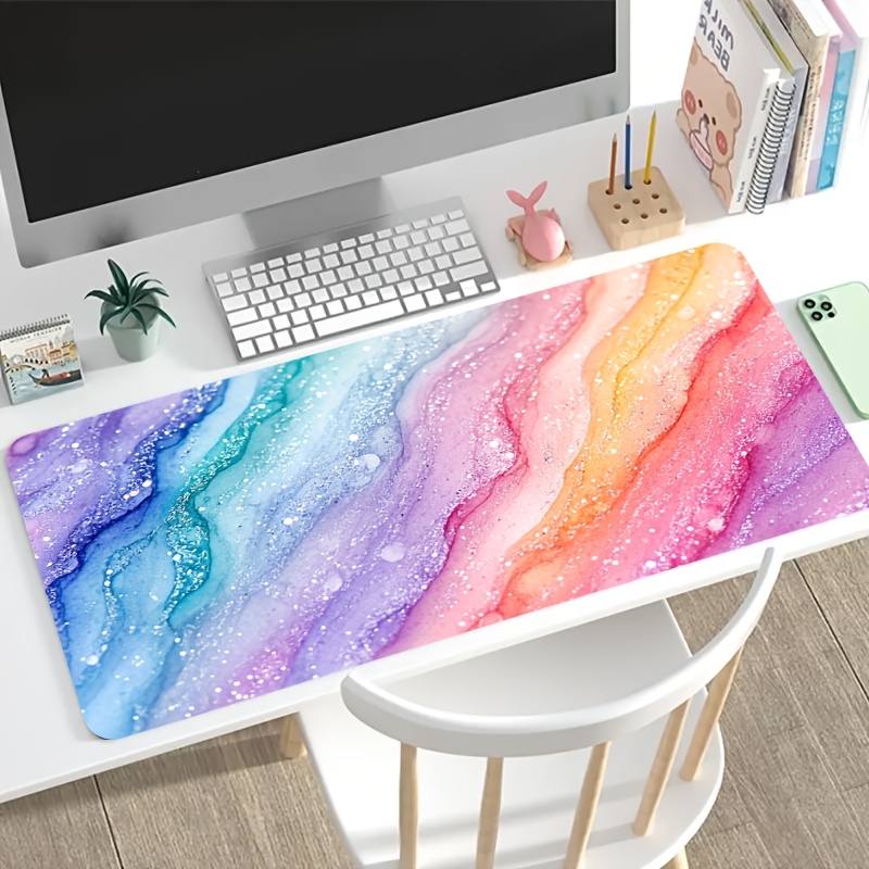 Vibrant Rainbow Glitter Marble - огляд і ціна Desk Setup In Office