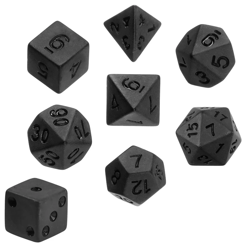 7pcs/lot Matte Black Dice Set  - огляд і ціна Desk Setup Black