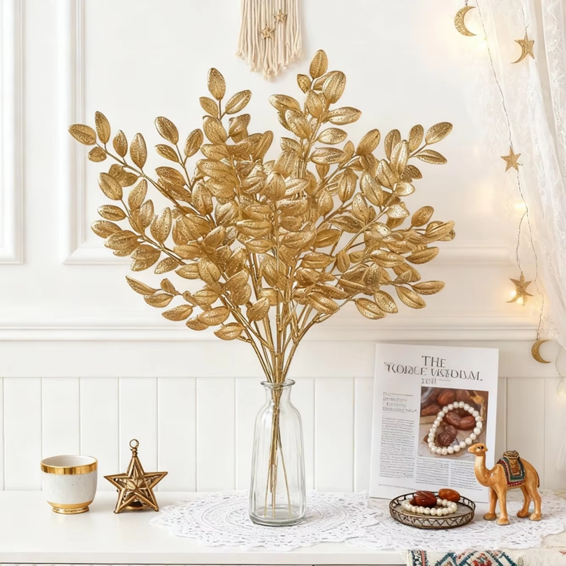 10Pcs Artificial Golden Leaves - огляд і ціна Desk Setup Plants