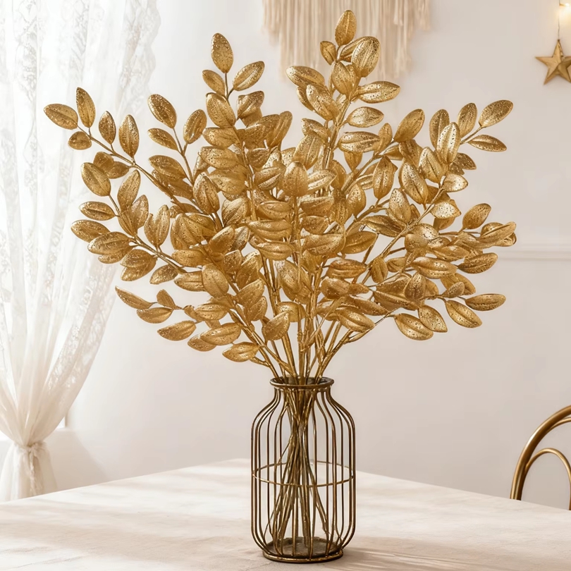 10Pcs Artificial Golden Leaves - огляд і ціна Desk Setup Plants