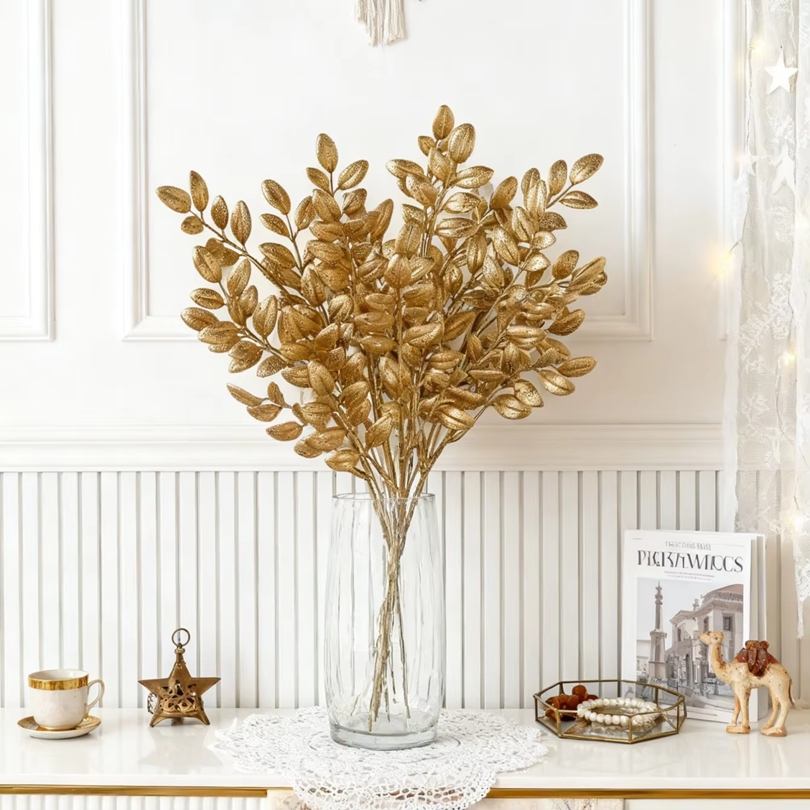 10Pcs Artificial Golden Leaves - огляд і ціна Desk Setup Plants
