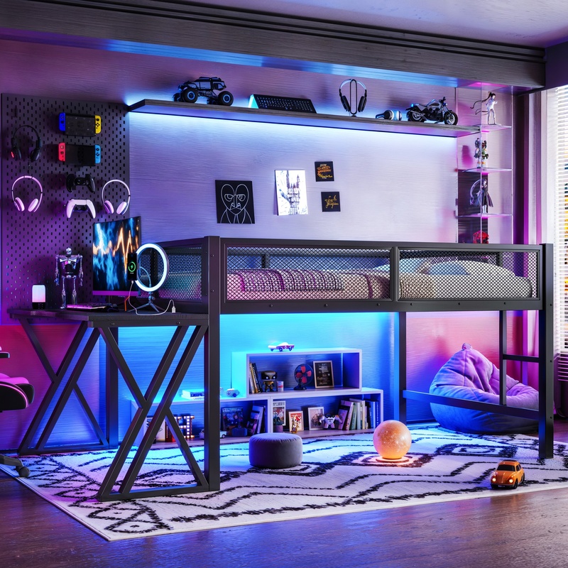 Gaming Loft Bed with Desk, X-F - огляд і ціна Desk Setup Bedroom