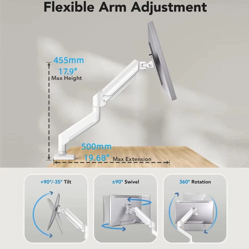 Height Adjustable White Single - огляд і ціна Desk Setup Height