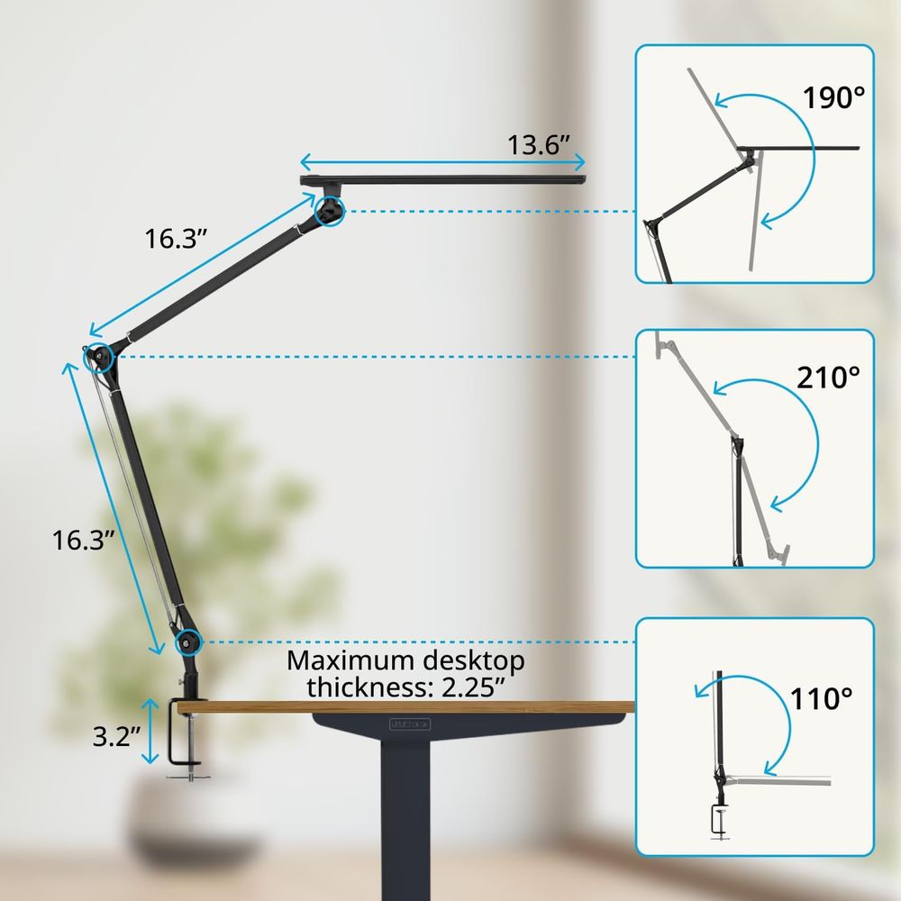 Adjustable 3-Color LED Desk La - огляд і ціна Desk Setup Black