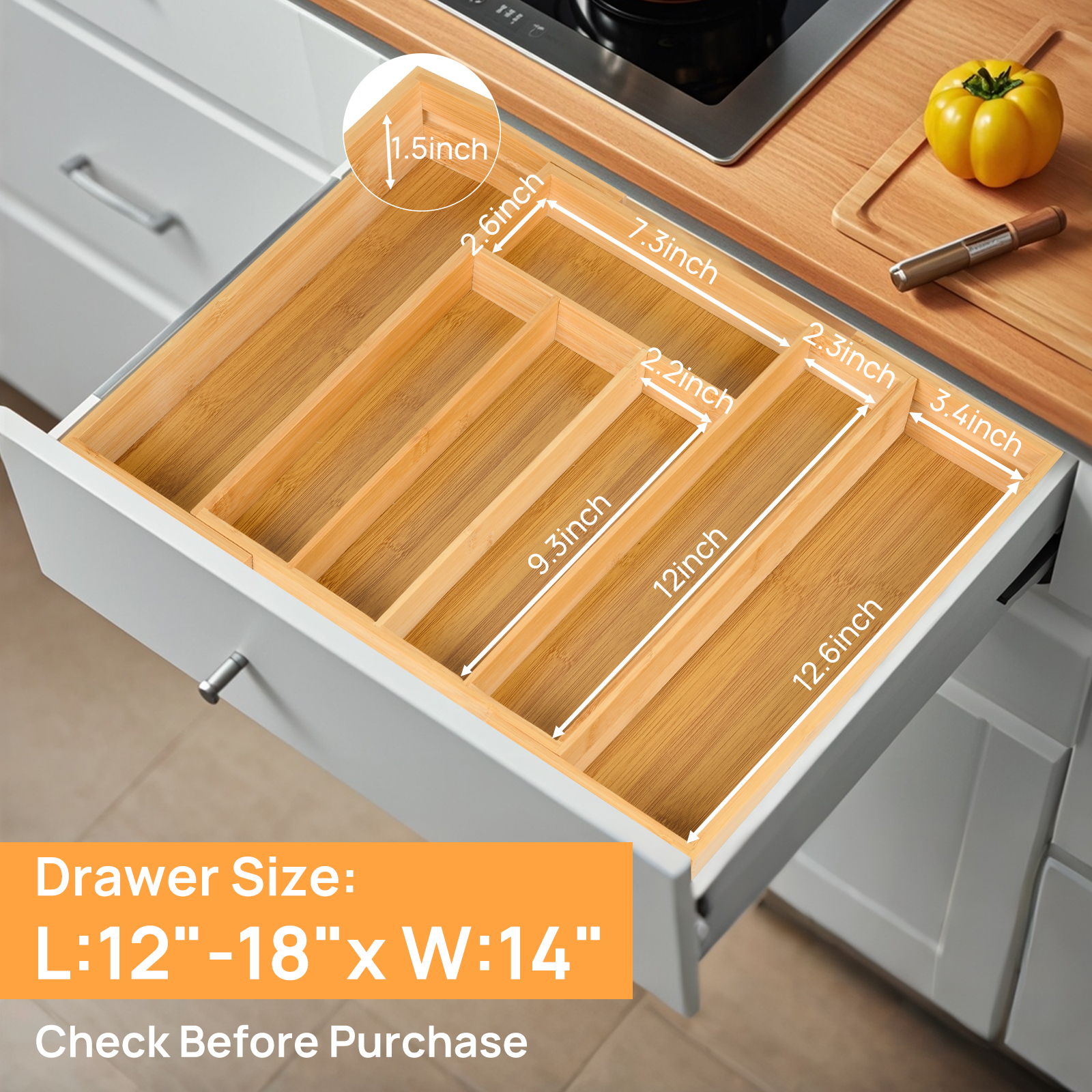 Bamboo Kitchen Drawer Organize - огляд і ціна Drawer Organizer Bamboo