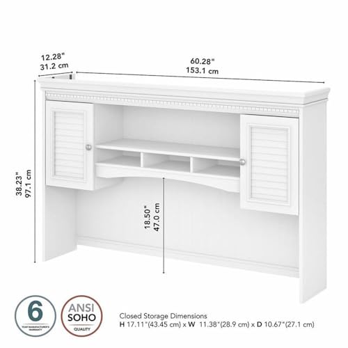 White 60-Inch Hutch With Latti - огляд і ціна L Shaped Desk Setup