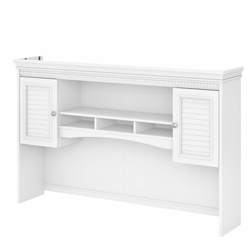 White 60-Inch Hutch With Latti - огляд і ціна L Shaped Desk Setup