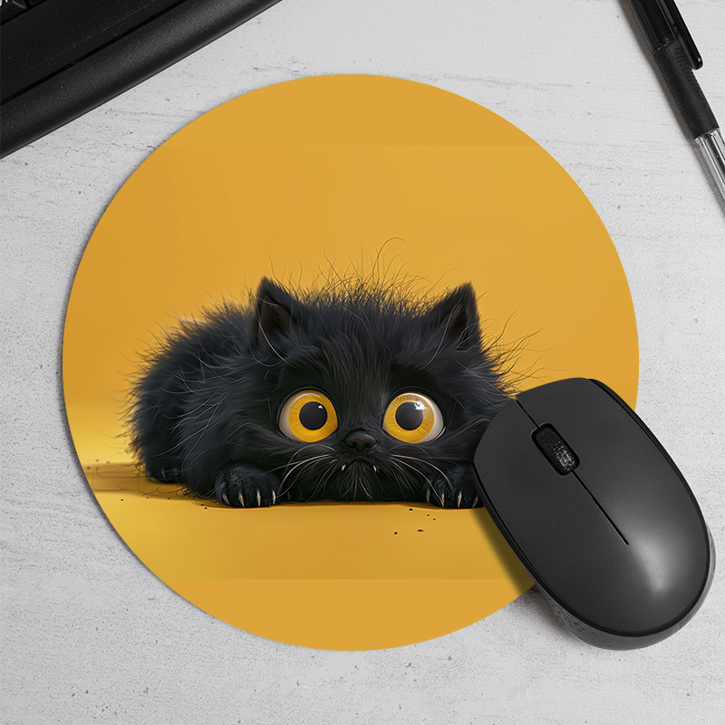 Cute Black Cat Round Mouse Pad - огляд і ціна Desk Setup Rug