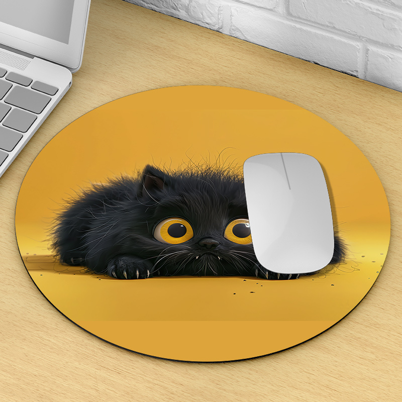 Cute Black Cat Round Mouse Pad - огляд і ціна Desk Setup Rug
